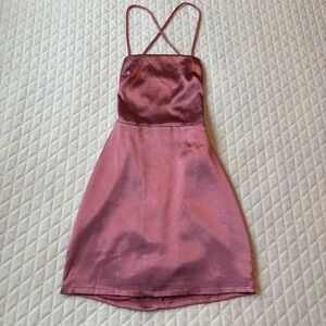Lucy In The Sky Women’s Satin Lace Up Dress Size Small Mauve Pink Open Tie Back